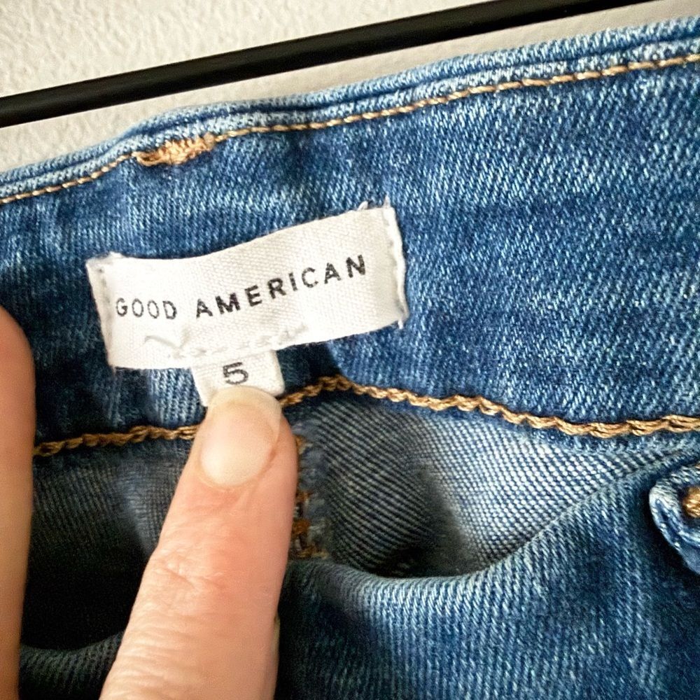 Good American Power Stretch Skinny Jeans Pull On Medium Wash Size 5/30 - Picture 2 of 4